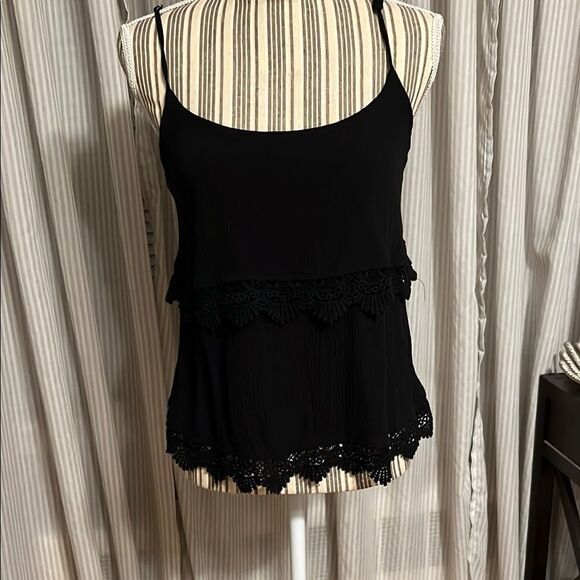 Garage Black Lace Trim Women's Top. Small - Picture 1 of 6